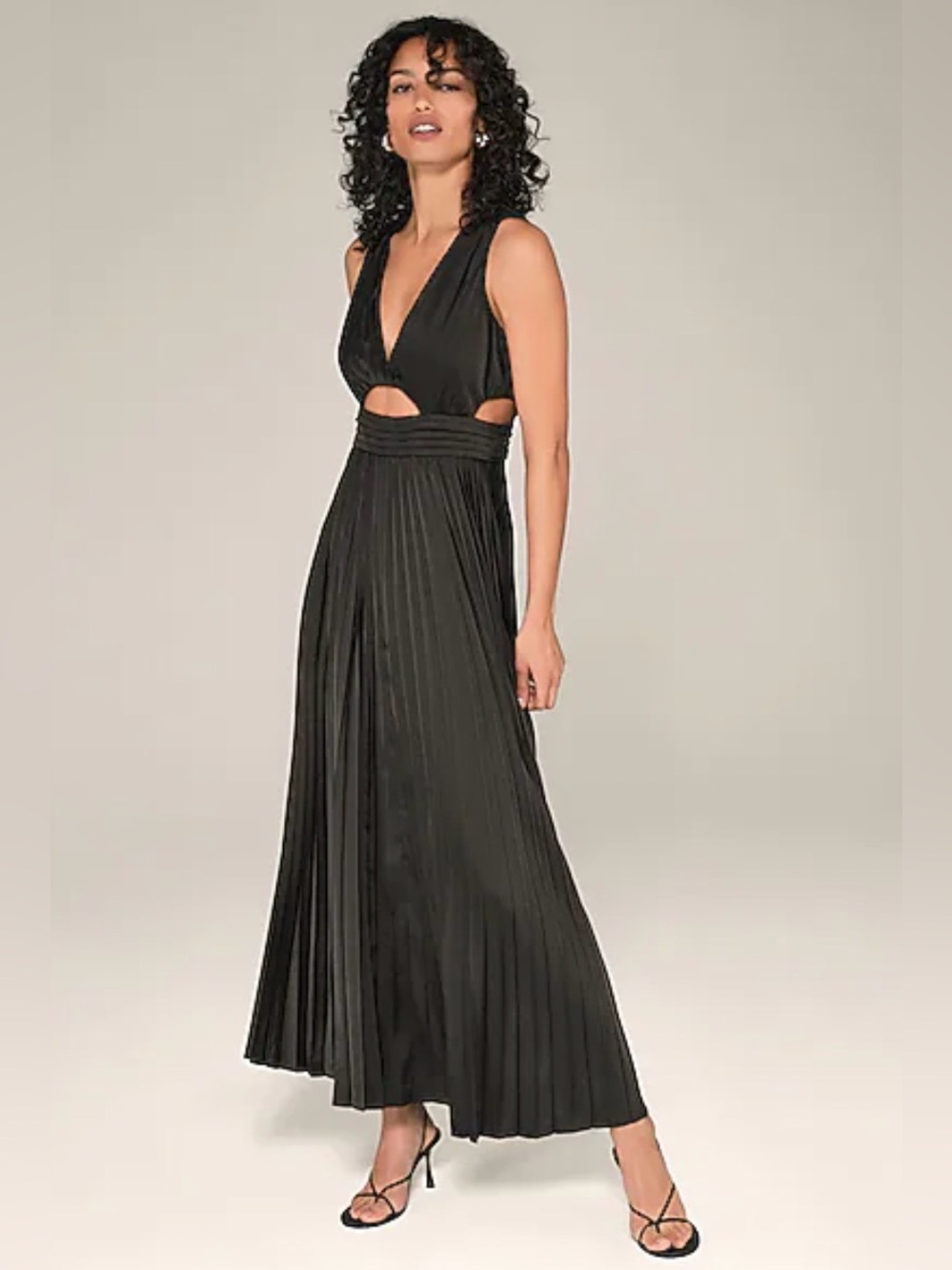 Express Black Pleated Maxi Dress with V-Neck